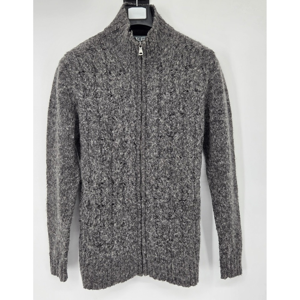 BKE Wool Blend Full Zip Sweater Men's Large Gray‎ Athletic Fit Casual Preppy EUC
